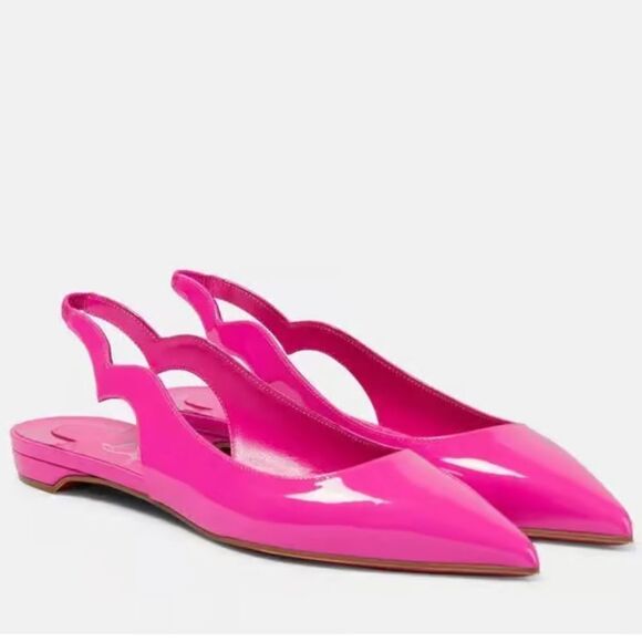 NEW Christian Louboutin Hot Chickita Sling Patent Leather Ballet Flats Pink 7.5 - Picture 2 of 15